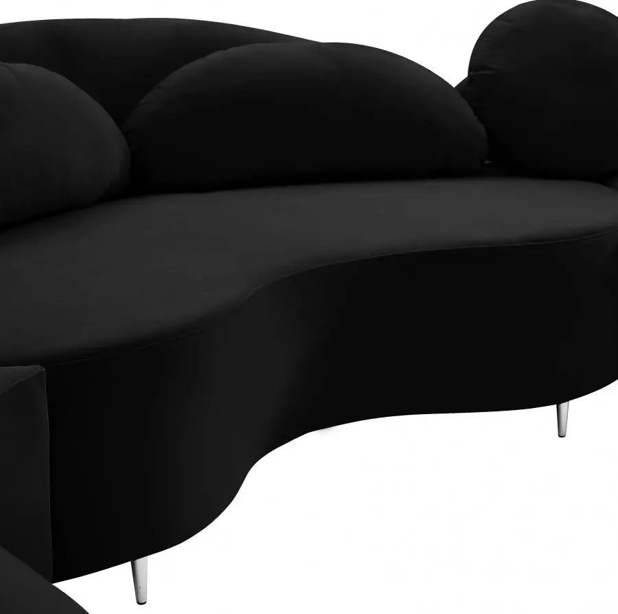 Vivacious Velvet 3 Piece Sectional In Black - ATL FURNITURE