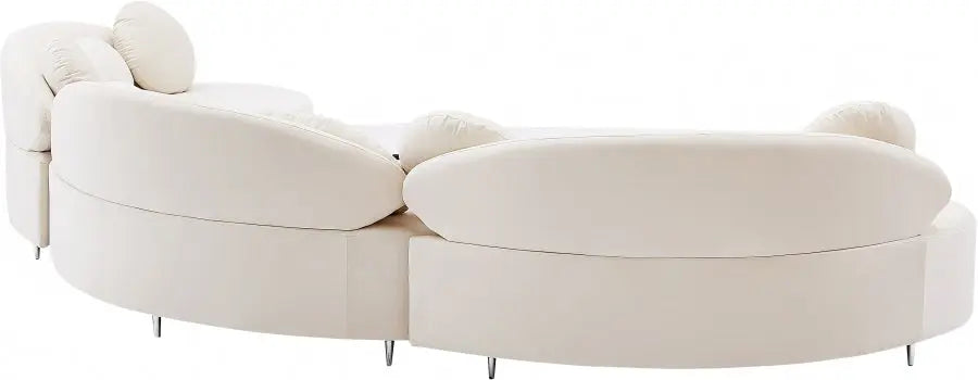 Vivacious Velvet 3 Piece Sectional In Cream - ATL FURNITURE