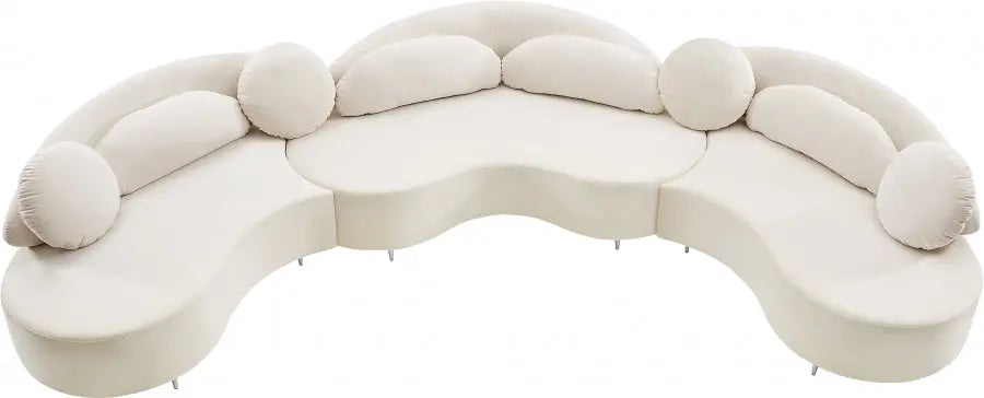 Vivacious Velvet 3 Piece Sectional In Cream - ATL FURNITURE