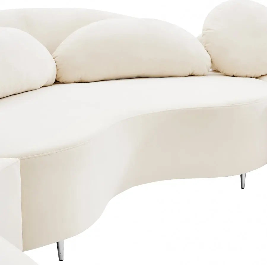 Vivacious Velvet 3 Piece Sectional In Cream - ATL FURNITURE