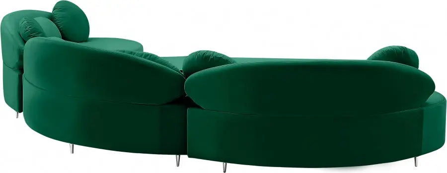 Vivacious Velvet 3 Piece Sectional In Green - ATL FURNITURE