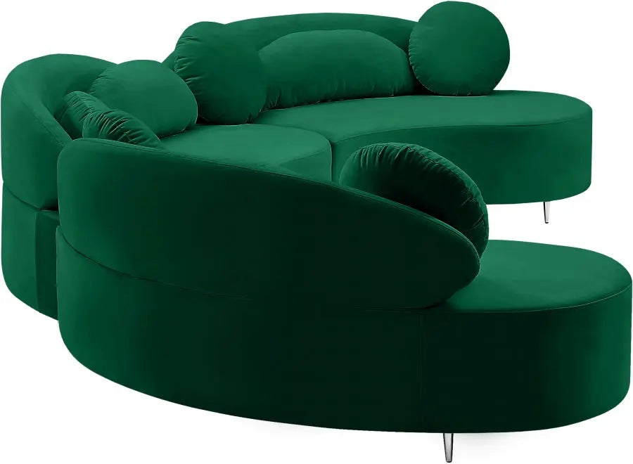 Vivacious Velvet 3 Piece Sectional In Green - ATL FURNITURE