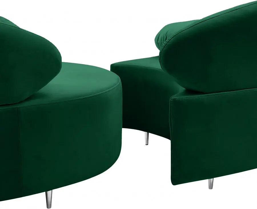 Vivacious Velvet 3 Piece Sectional In Green - ATL FURNITURE