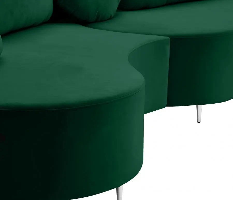 Vivacious Velvet 3 Piece Sectional In Green - ATL FURNITURE