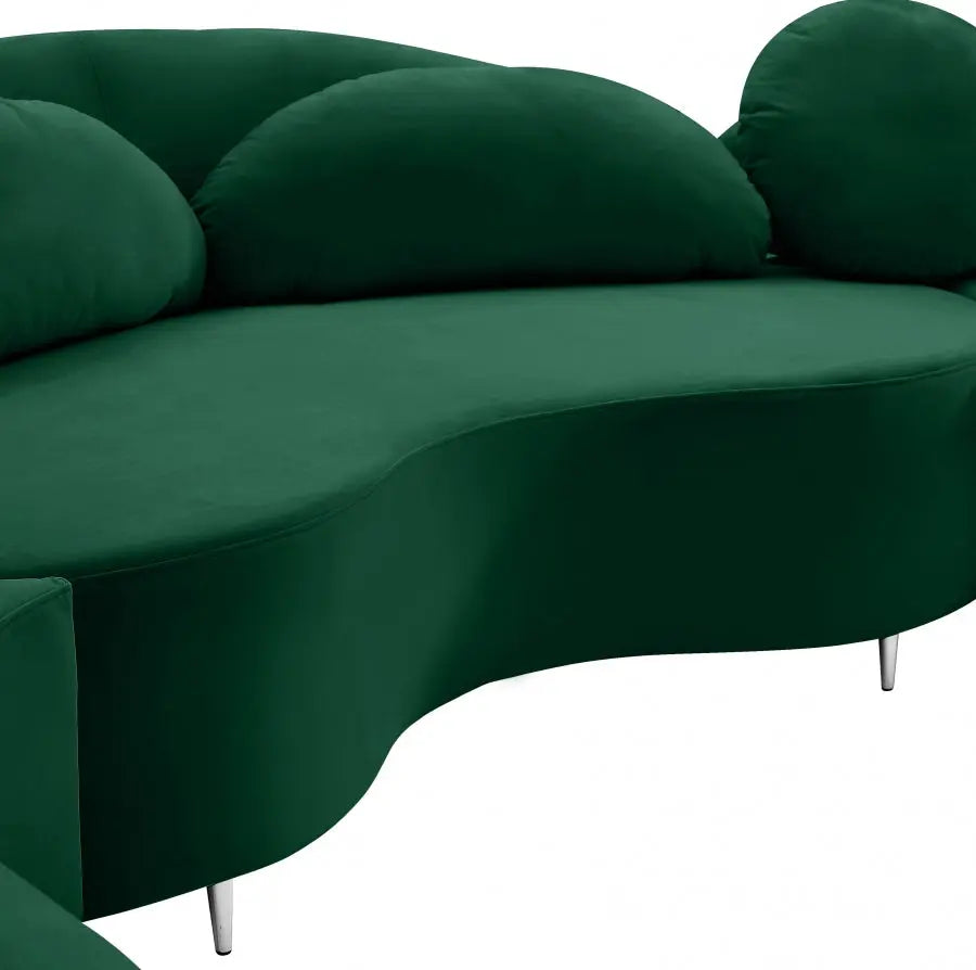 Vivacious Velvet 3 Piece Sectional In Green - ATL FURNITURE