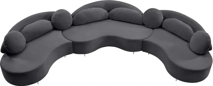 Vivacious Velvet 3 Piece Sectional In Grey - ATL FURNITURE