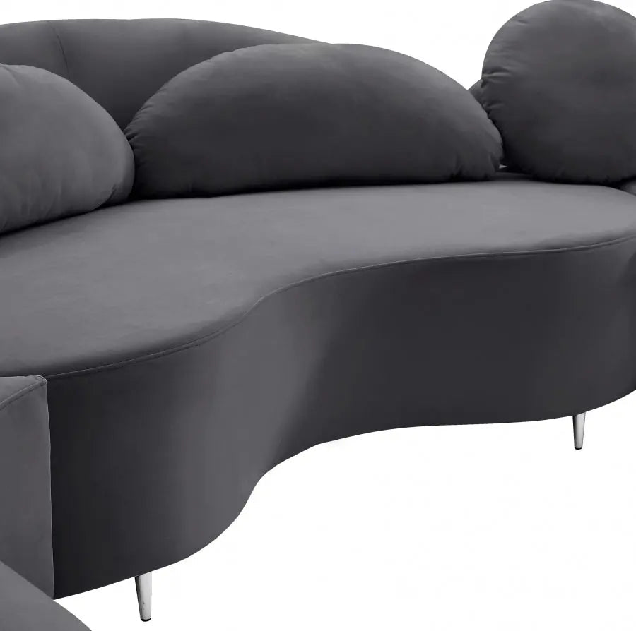 Vivacious Velvet 3 Piece Sectional In Grey - ATL FURNITURE