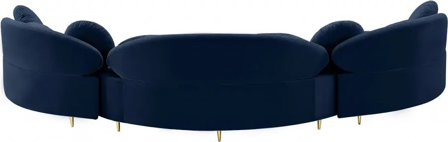 Vivacious Velvet 3 Piece Sectional In Navy - ATL FURNITURE