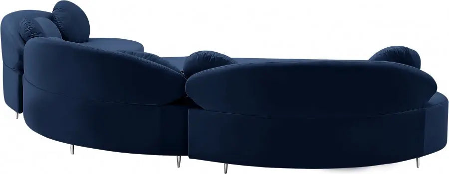 Vivacious Velvet 3 Piece Sectional In Navy - ATL FURNITURE