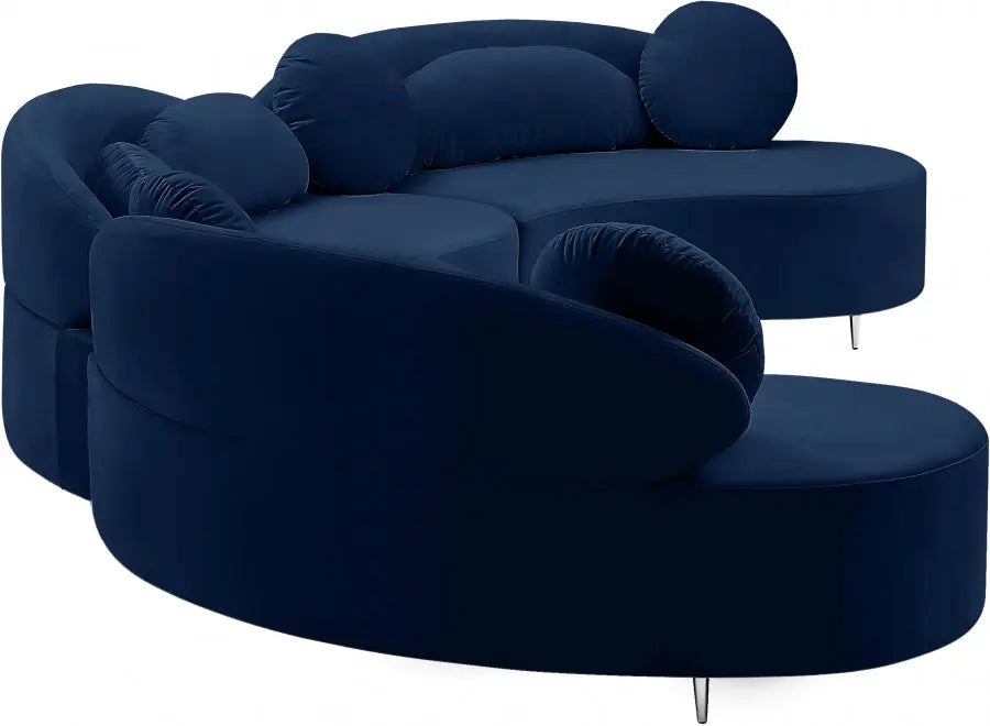 Vivacious Velvet 3 Piece Sectional In Navy - ATL FURNITURE