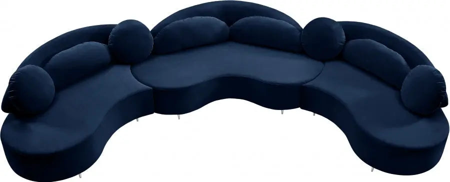 Vivacious Velvet 3 Piece Sectional In Navy - ATL FURNITURE