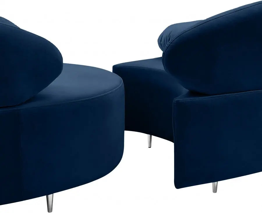 Vivacious Velvet 3 Piece Sectional In Navy - ATL FURNITURE