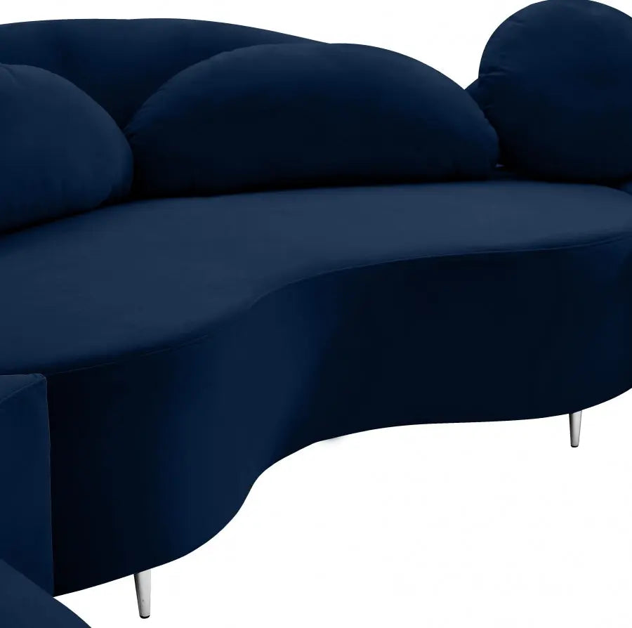 Vivacious Velvet 3 Piece Sectional In Navy - ATL FURNITURE