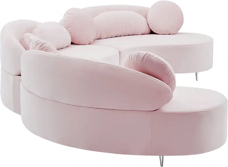 Vivacious Velvet 3 Piece Sectional In Pink - ATL FURNITURE