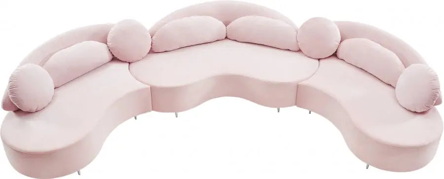 Vivacious Velvet 3 Piece Sectional In Pink - ATL FURNITURE