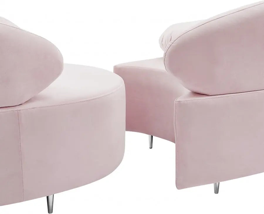 Vivacious Velvet 3 Piece Sectional In Pink - ATL FURNITURE