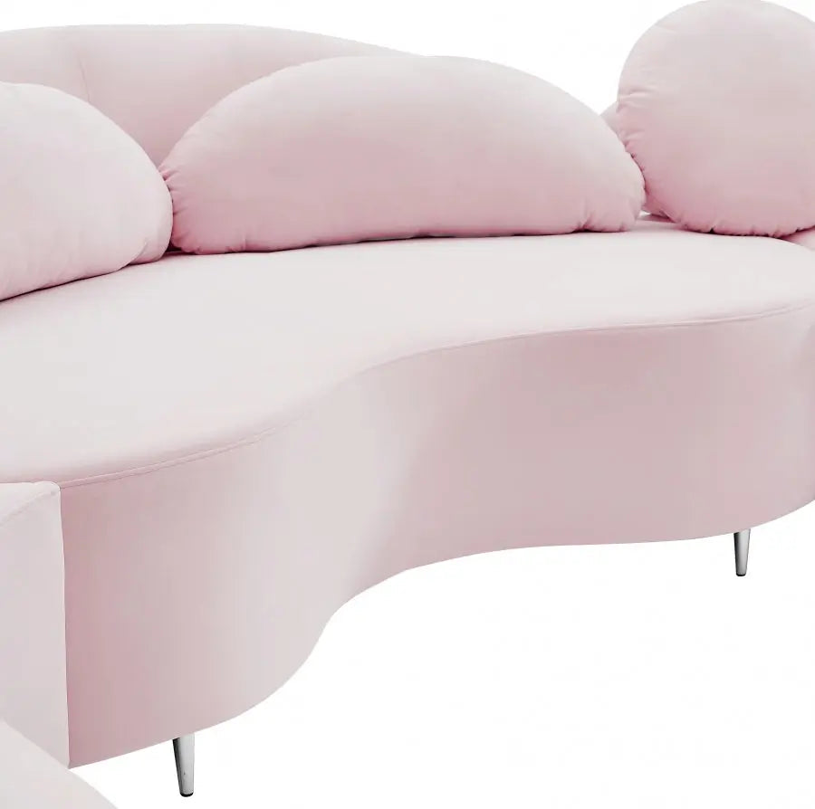 Vivacious Velvet 3 Piece Sectional In Pink - ATL FURNITURE