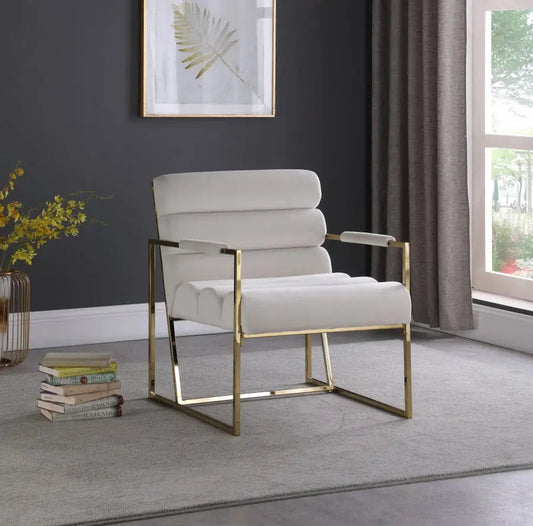 Meridian Furniture - Wayne Velvet Accent Chair In Cream - 526Cream - ATL FURNITURE