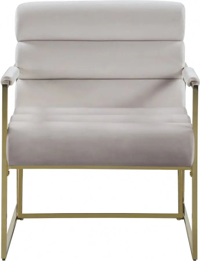 Meridian Furniture - Wayne Velvet Accent Chair In Cream - 526Cream - ATL FURNITURE