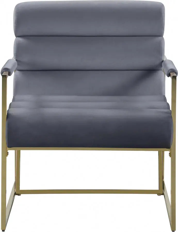 Meridian Furniture - Wayne Velvet Accent Chair In Grey - 526Grey - ATL FURNITURE