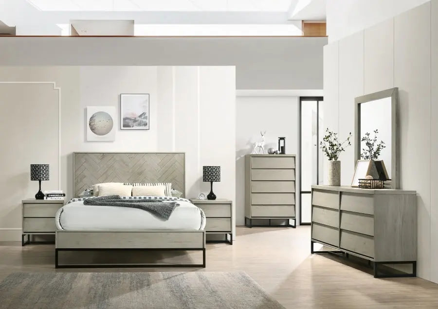 Weston Wood King Bed In Grey Stone - Weston-K - ATL FURNITURE