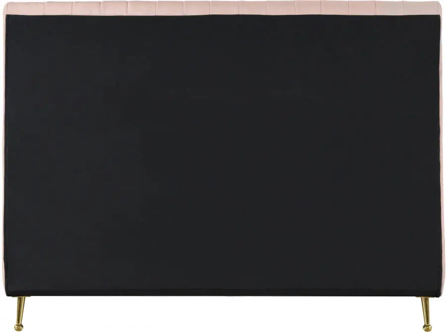 Meridian Furniture - Zara Velvet Queen Bed In Pink - Zarapink-Q - ATL FURNITURE