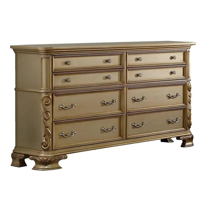 Miranda 6Pc Traditional Bedroom Set in Gold Finish by Cosmos Furniture - ATL FURNITURE