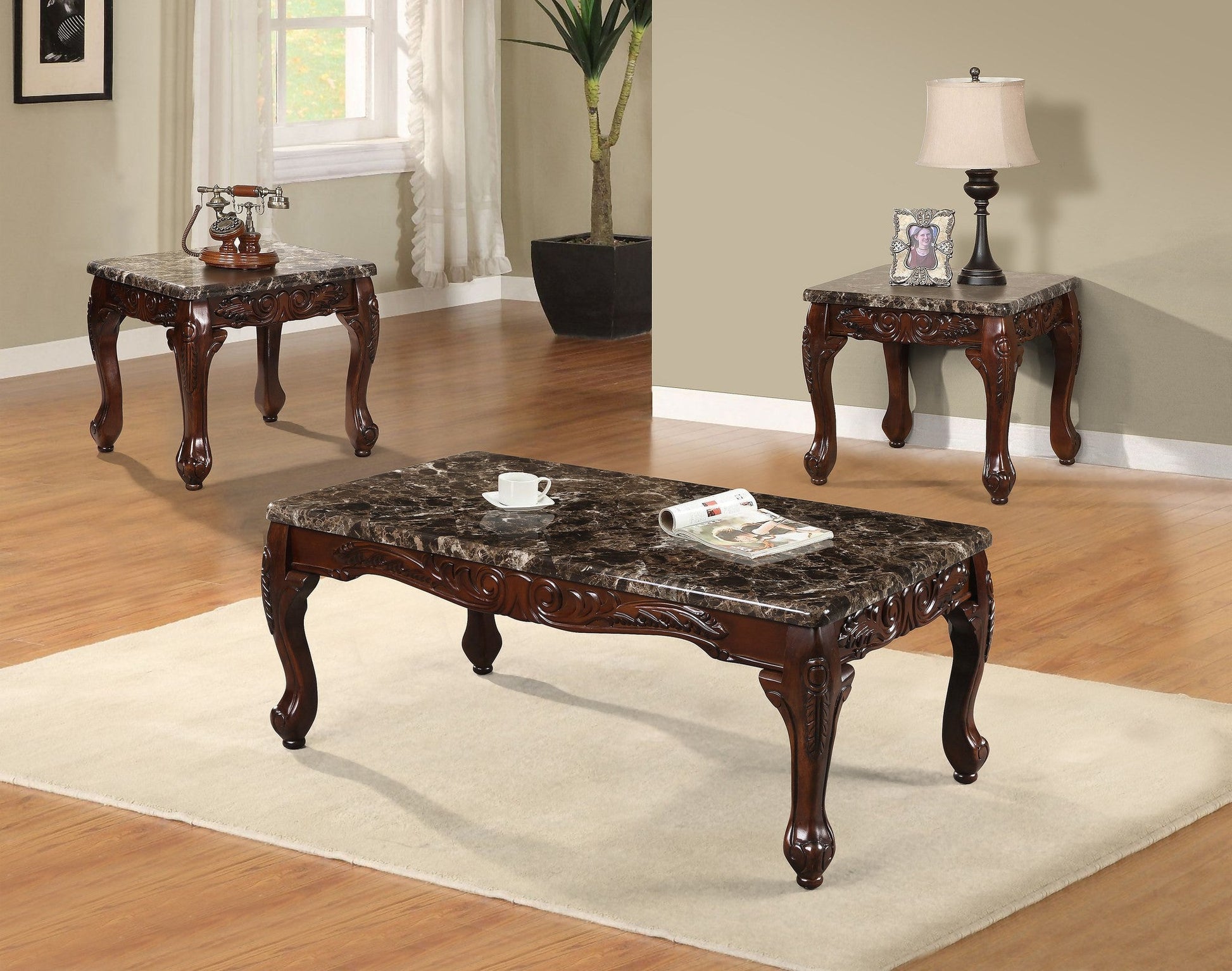 Espresso Coffee Table Set; 3 PCS. SET - ATL FURNITURE