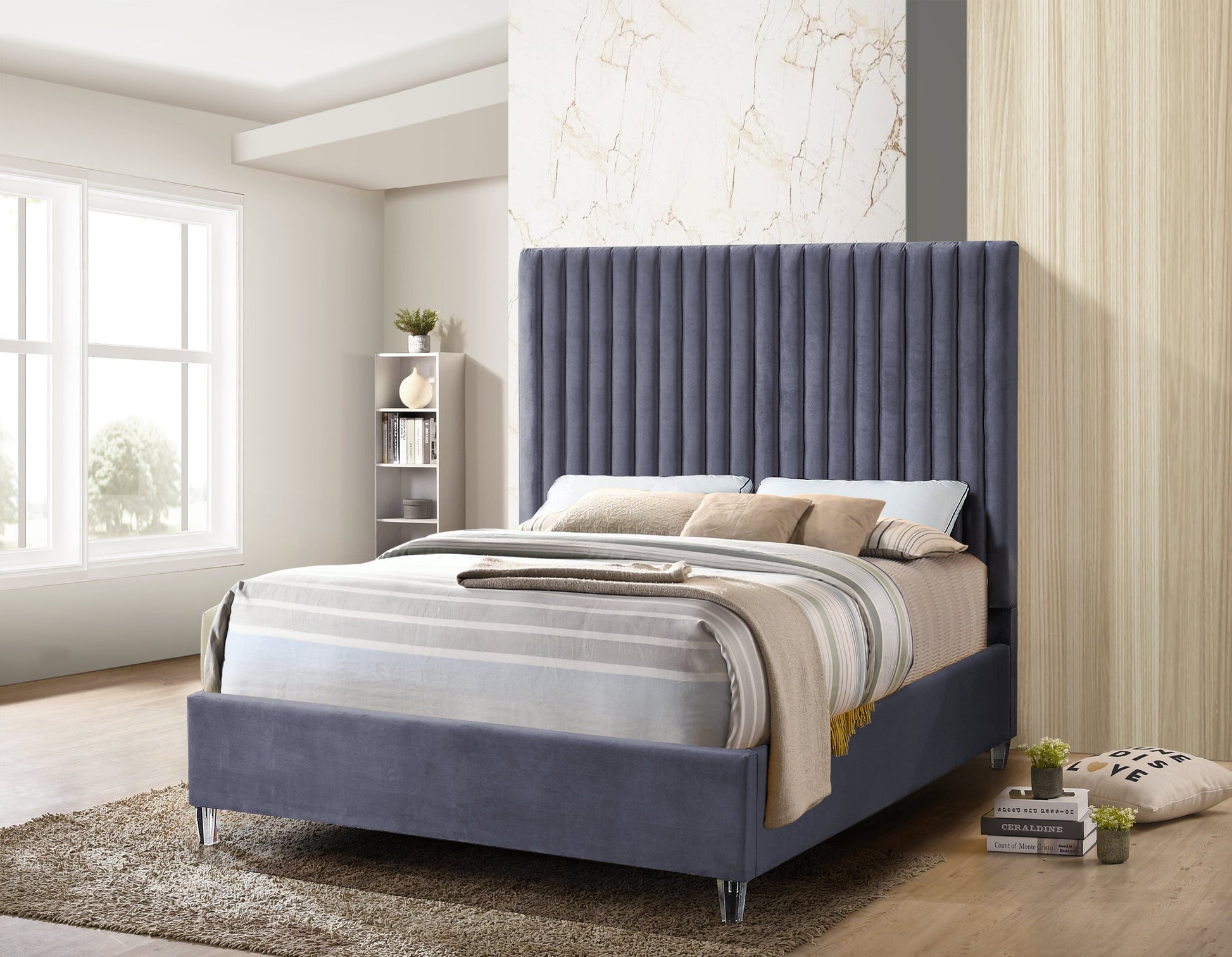 Grey Upholstered King Bed - ATL FURNITURE