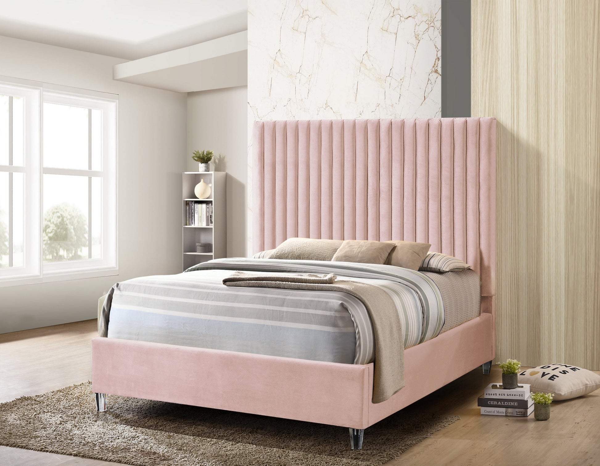 Pink Upholstered Queen Bed - ATL FURNITURE