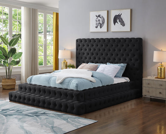 Black Upholstered Queen Bed - ATL FURNITURE