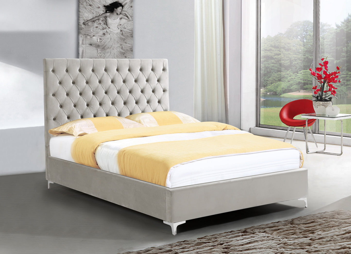 Beige Upholstered Twin Bed - ATL FURNITURE