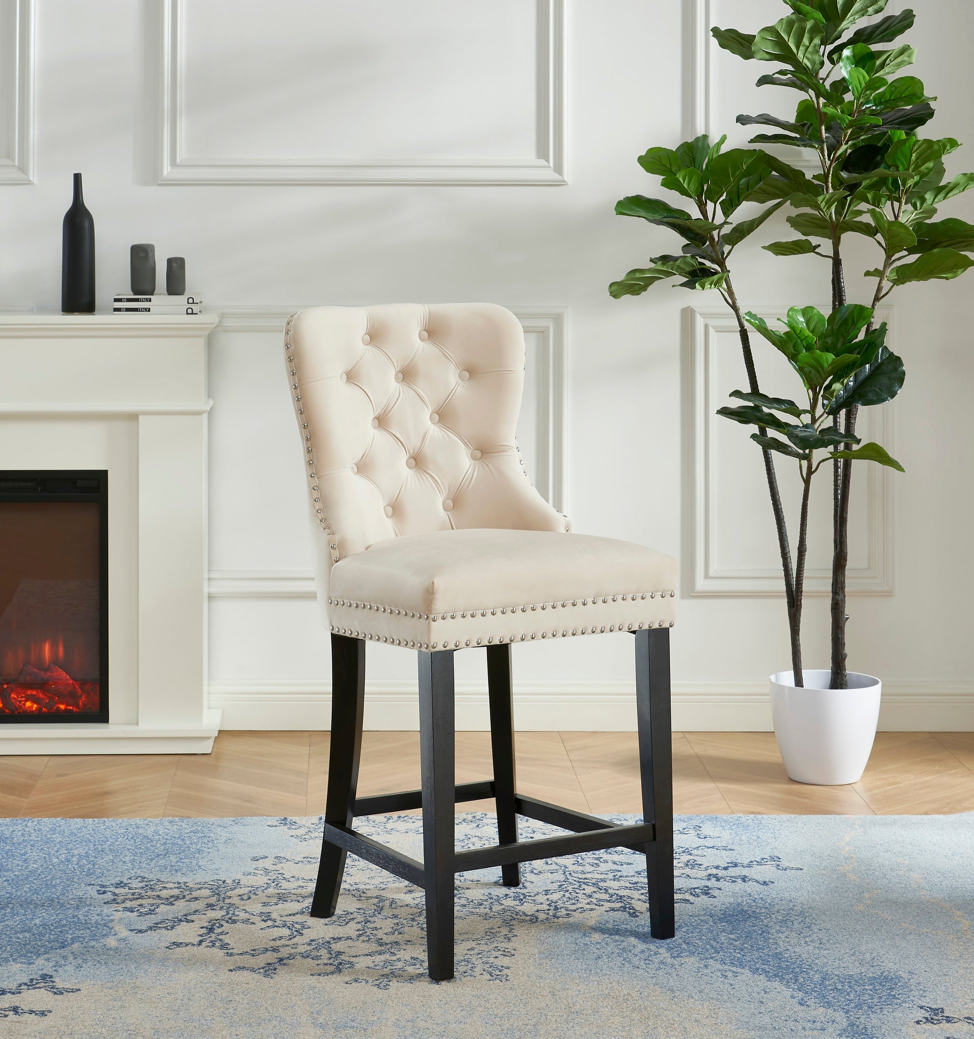Velvet Counter Chair - ATL FURNITURE