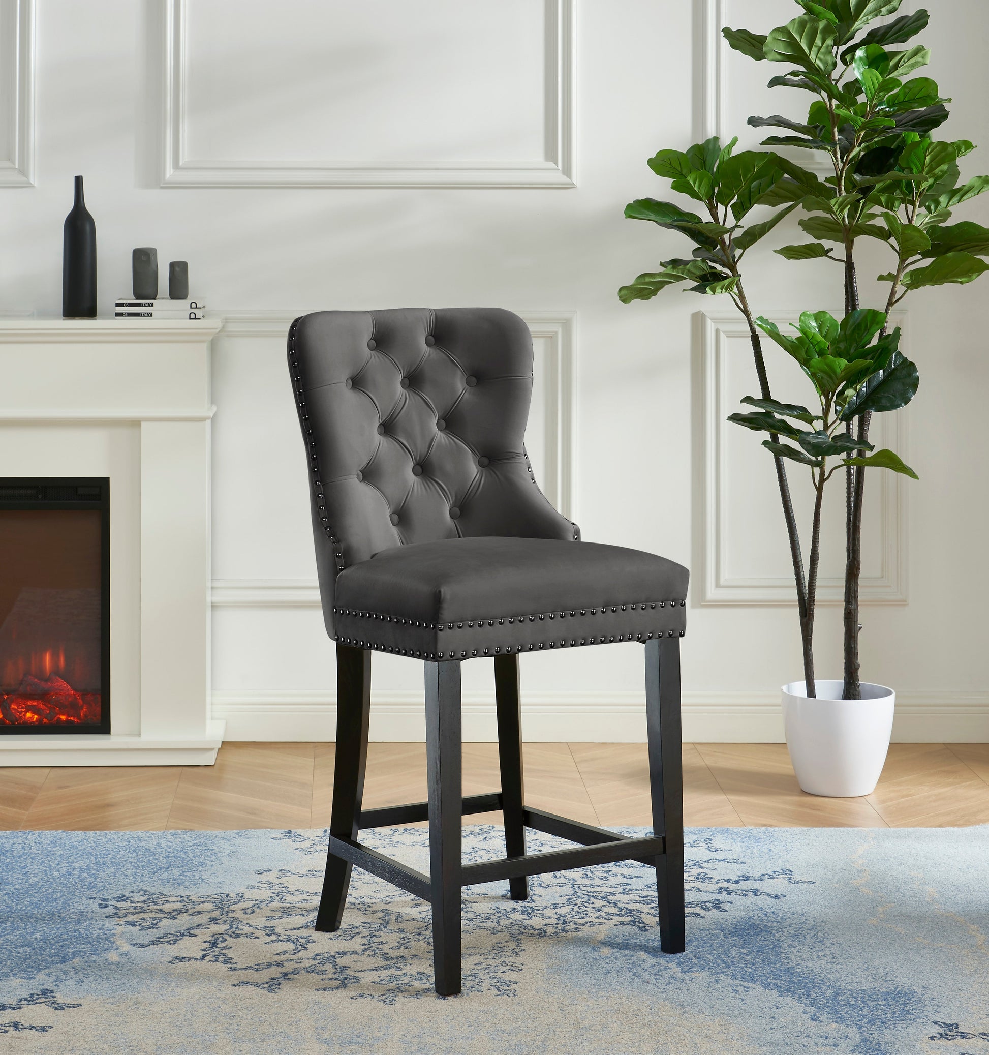 Velvet Counter Chair - ATL FURNITURE