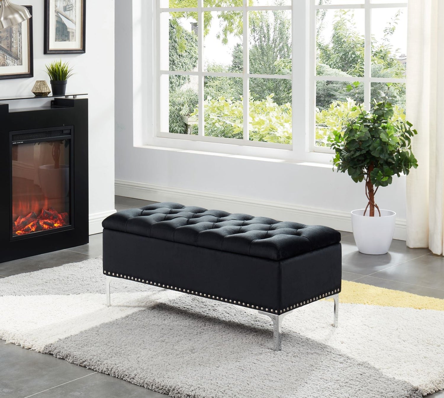 Velvet Storage Bench - ATL FURNITURE