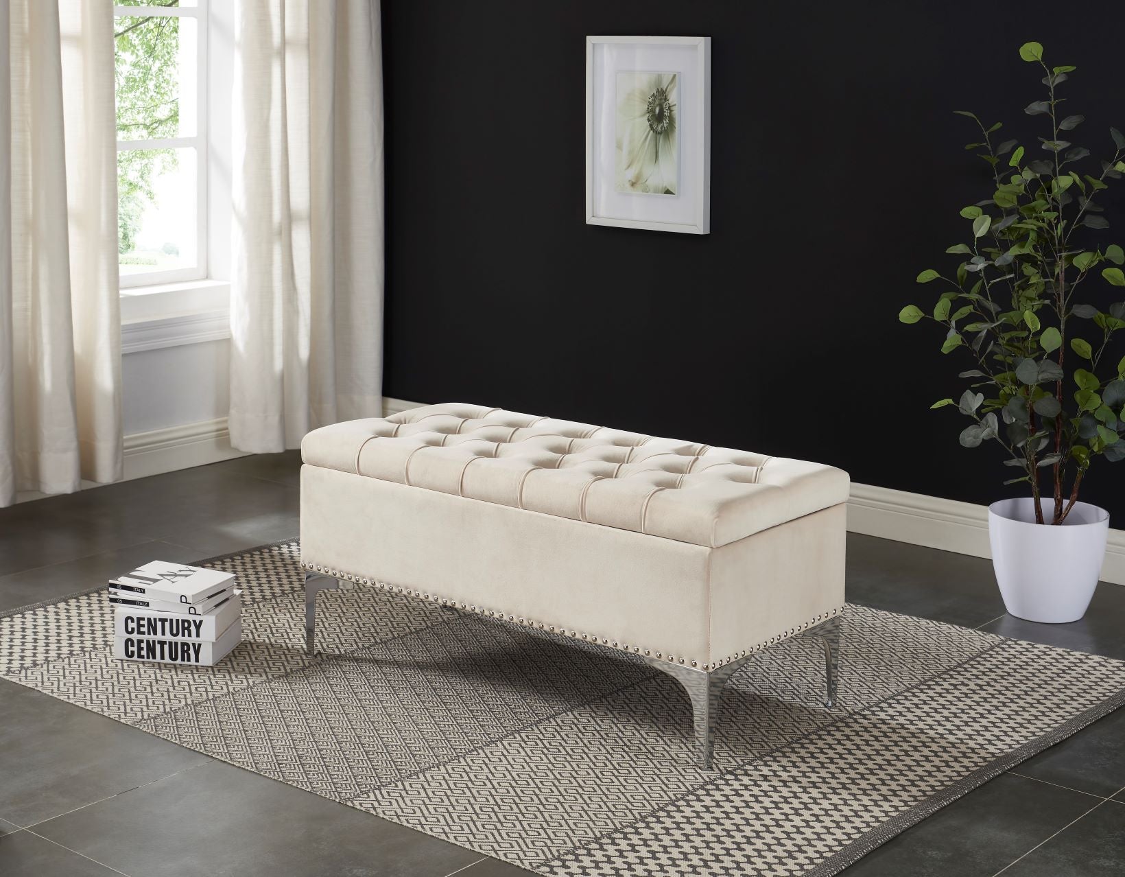 Velvet Storage Bench - ATL FURNITURE