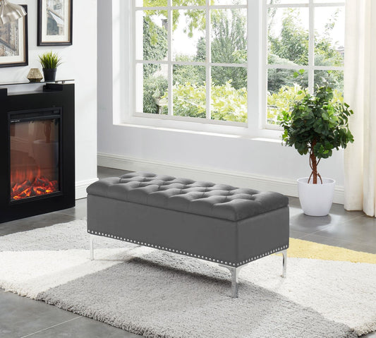 Velvet Storage Bench - ATL FURNITURE