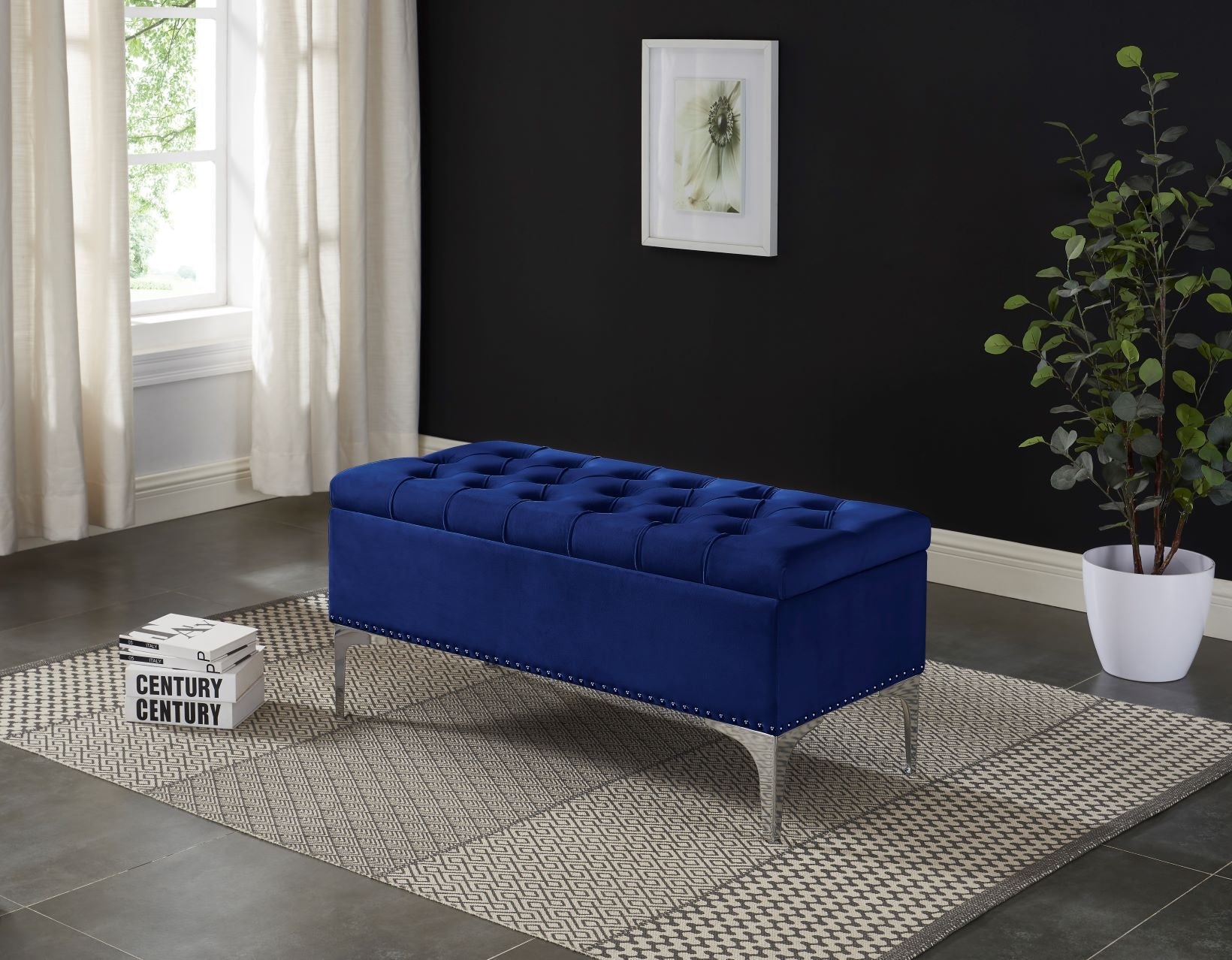 Velvet Storage Bench - ATL FURNITURE