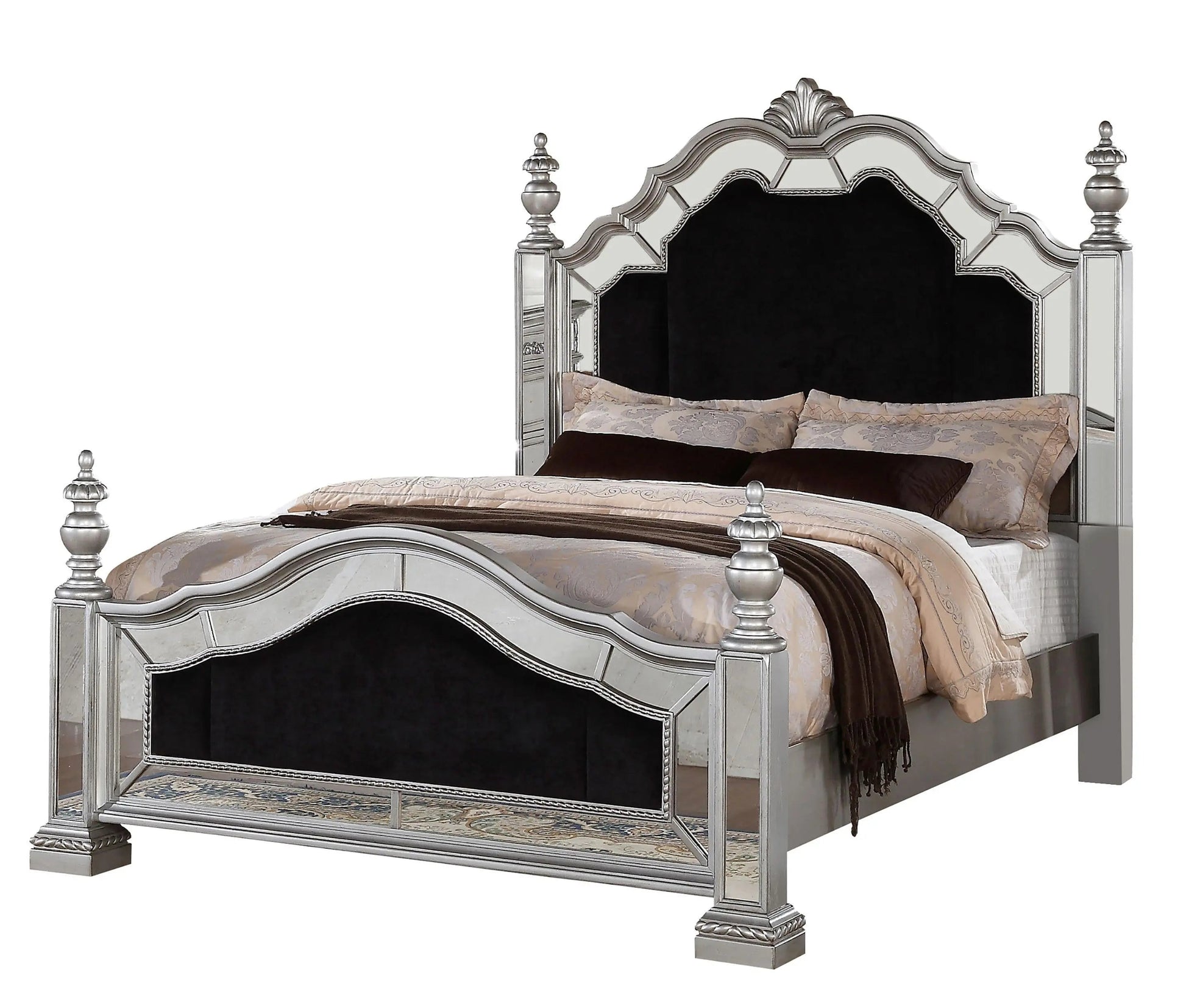 Pamela 6Pc Transitional Bedroom Set in Silver Finish by Cosmos Furniture - ATL FURNITURE