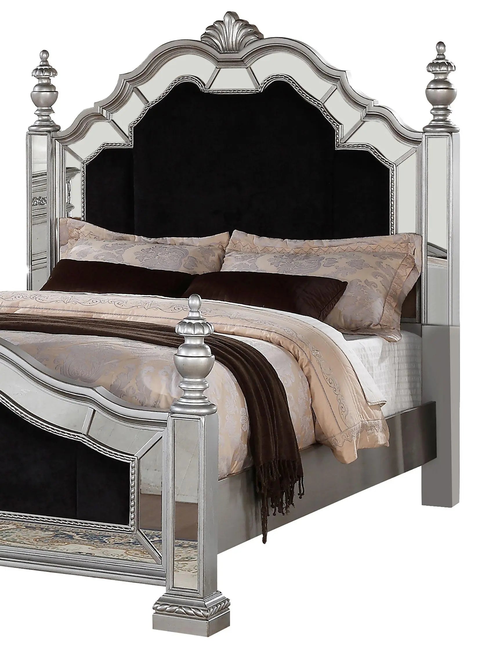 Pamela 6Pc Transitional Bedroom Set in Silver Finish by Cosmos Furniture - ATL FURNITURE