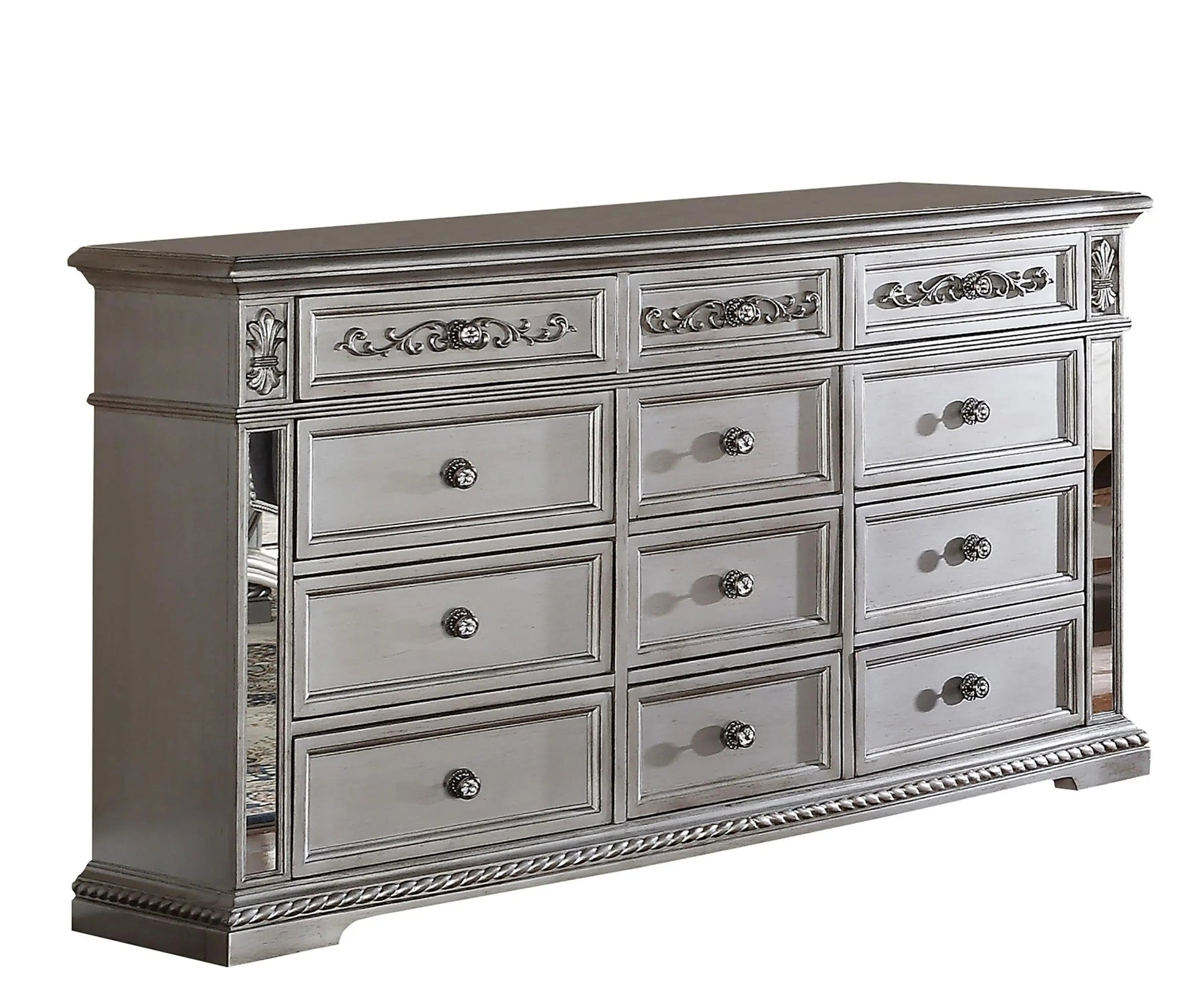 Pamela 6Pc Transitional Bedroom Set in Silver Finish by Cosmos Furniture - ATL FURNITURE