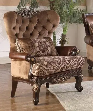 Phoenix Traditional Sofa and Loveseat in Cherry Wood Finish by Cosmos Furniture - ATL FURNITURE