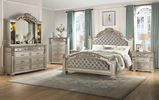 Platinum 6Pc Traditional Bedroom Set in Gold Finish by Cosmos Furniture - ATL FURNITURE