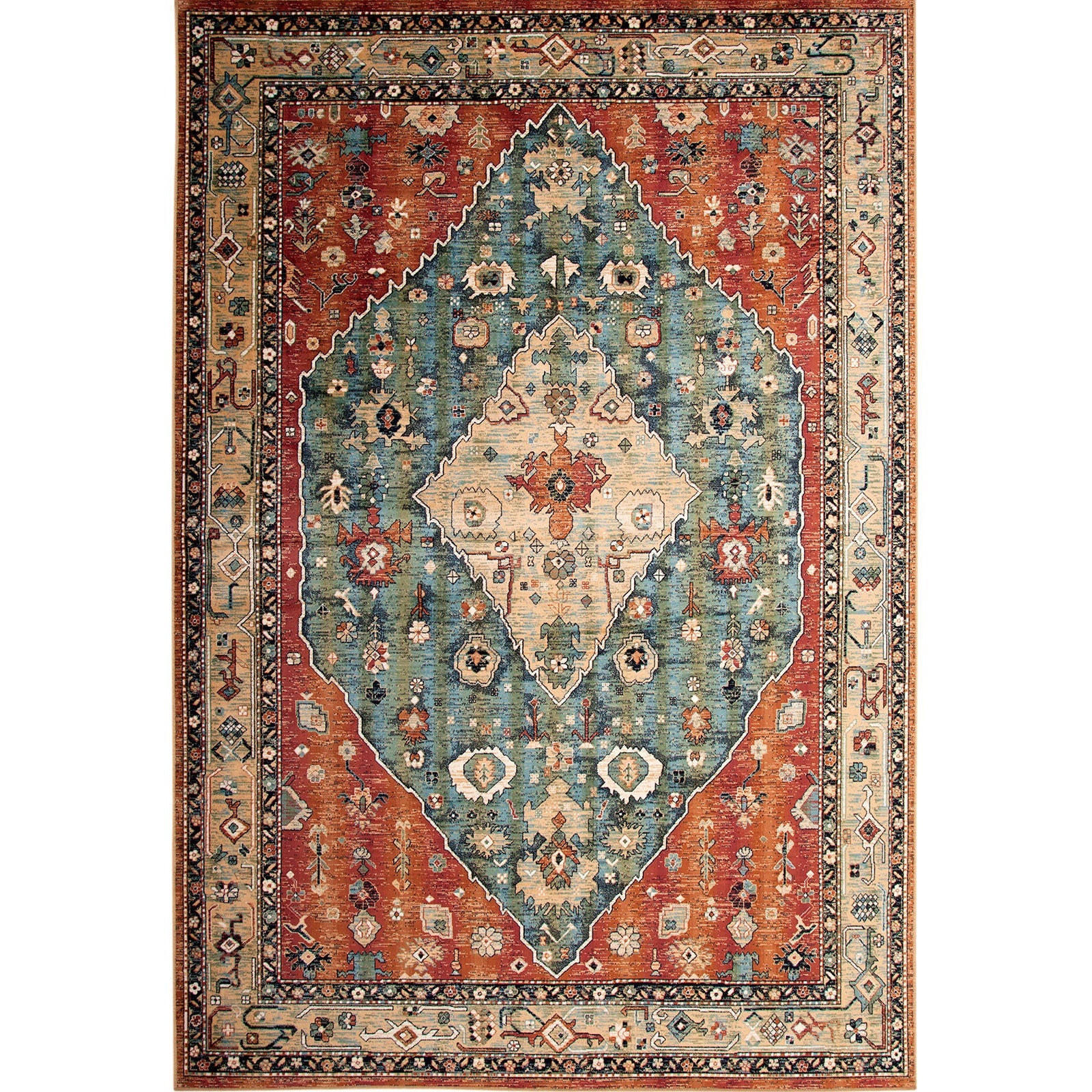 Mortsel Red/Multi 5'3" X 7'6" Area Rug - ATL FURNITURE
