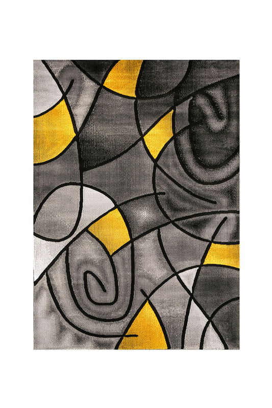 Sivas Charcoal Yellow 8' X 10' Area Rug - ATL FURNITURE