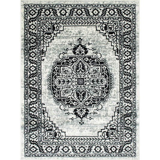 Serang Gray/Black 5' X 7' Area Rug - ATL FURNITURE