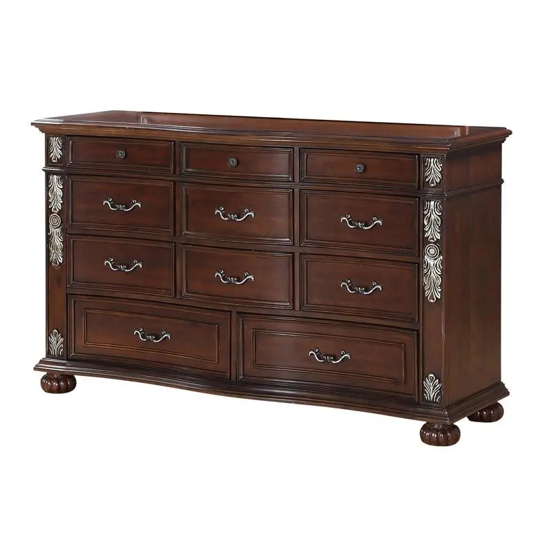 Rosanna 6Pc Traditional Bedroom Set in Cherry Finish by Cosmos Furniture - ATL FURNITURE