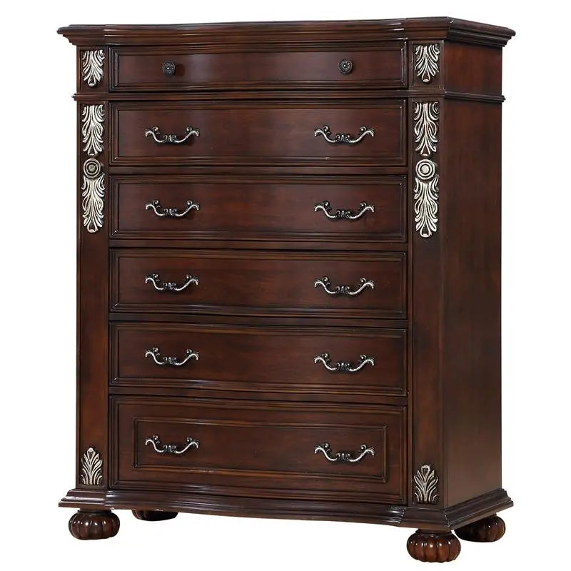 Rosanna 6Pc Traditional Bedroom Set in Cherry Finish by Cosmos Furniture - ATL FURNITURE