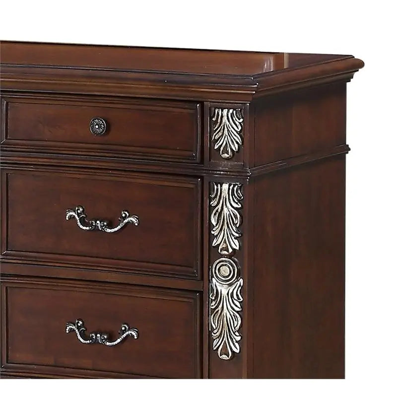 Rosanna 6Pc Traditional Bedroom Set in Cherry Finish by Cosmos Furniture - ATL FURNITURE