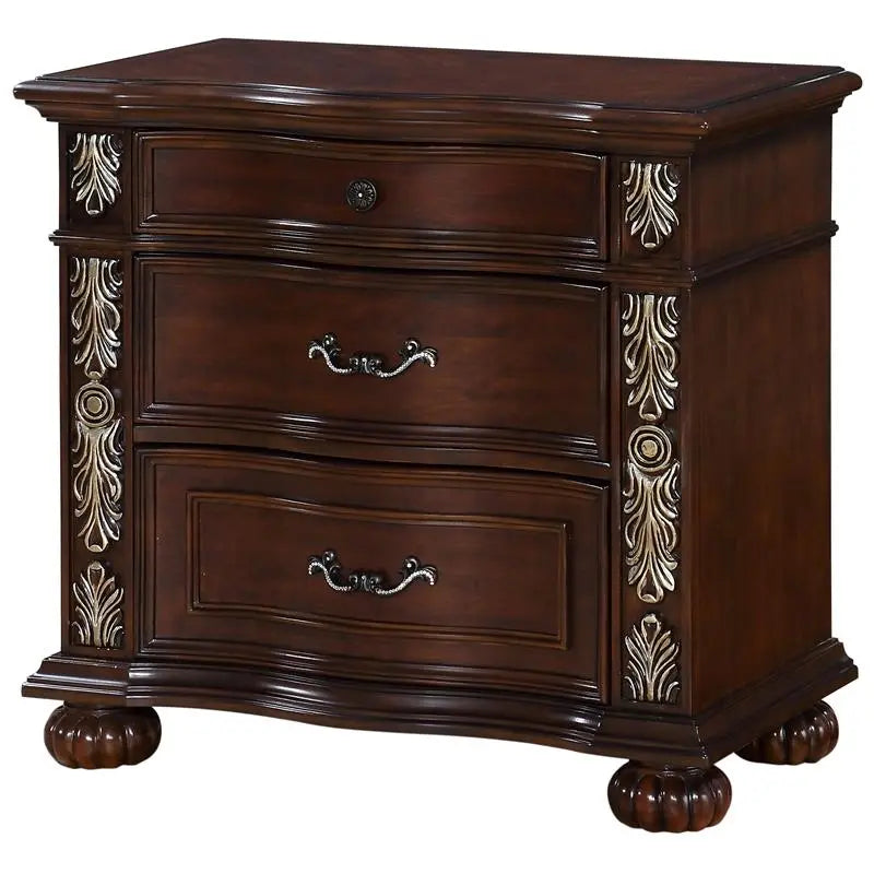 Rosanna 6Pc Traditional Bedroom Set in Cherry Finish by Cosmos Furniture - ATL FURNITURE